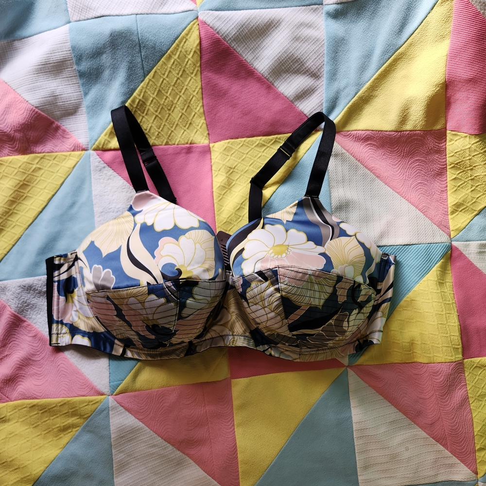 Savage X Fenty Floral Print Bullet Bra - Blue and Yellow